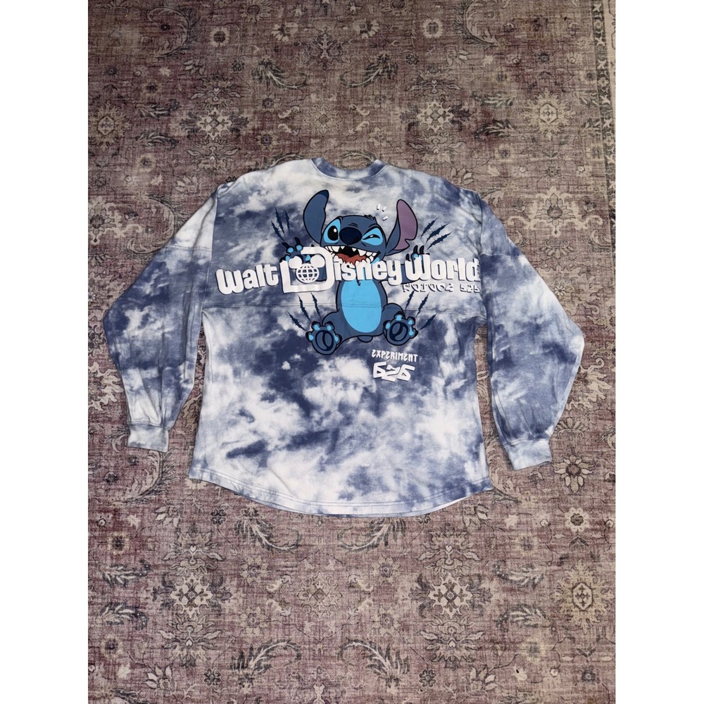 Walt Disney World Stitch 626 Spirit Jersey Blue Tie Dye Long Sleeve Shirt Medium